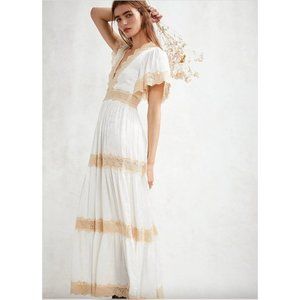 Spell & The Gypsy Collective Tiered Lace Ocean Gown in Ivory Sz XS